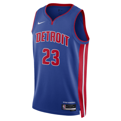 Detroit Pistons Icon Edition 2022 23 Men s Nike Dri FIT NBA Swingman Jersey